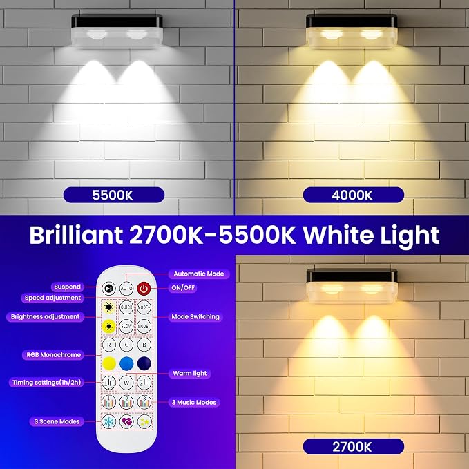 16 Packs Outdoor Deck Lights, Smart RGBIC Fence Light, with APP/Remote Control, 16 Million Monochrome Modes,IP67 Waterproof, Color Changing Fence Lights for Fence（100ft） - Image 4