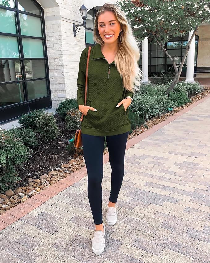 BTFBM Women Fashion Quilted Pattern Lightweight Zipper Long Sleeve Plain Casual Ladies Sweatshirts Pullovers Shirts Tops - Image 2