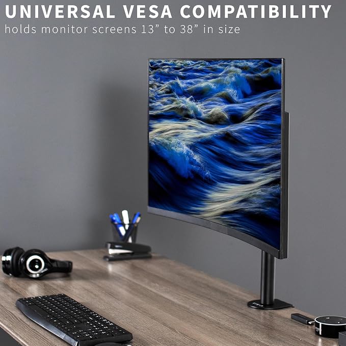 VIVO Single 13 to 38 inch LCD Monitor Heavy Duty Desk Mount Stand, Holds 1 Standard to Ultrawide Screen up to 38 inches, STAND-V001C - Image 4