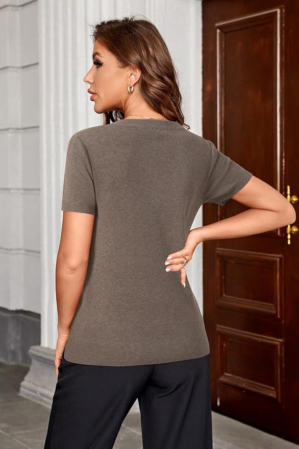 Arach&Cloz Women's Wool Blend Spring Summer Lightweight Business Casual Sweater Tops 2026 - Image 4