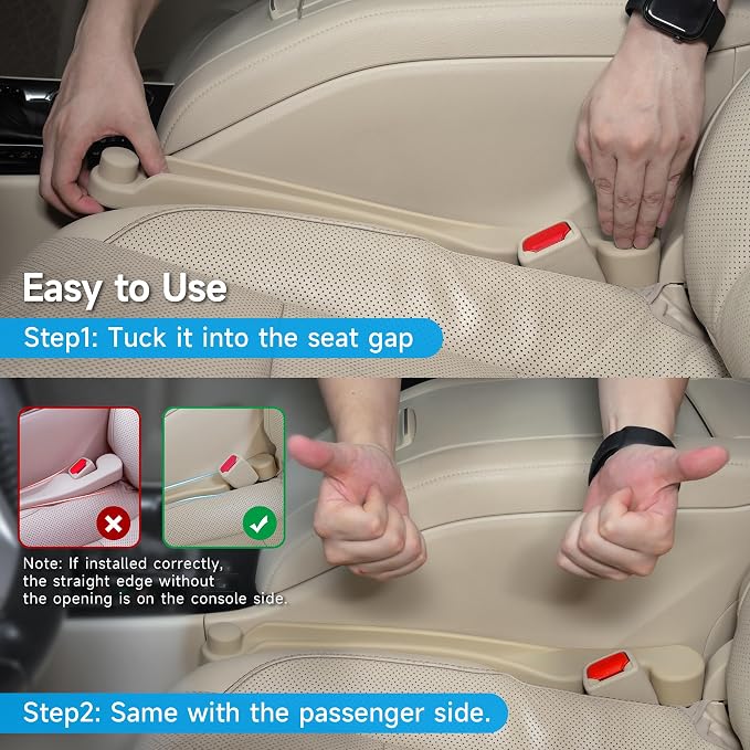 Givifive Car Seat Gap Filler Set of 2, Soft Foam Multifunctional Seat Side Gap Filler with Organizer & Hook Function, 3in1 Gap Stopper Universal Fit Car SUV Truck Fill The Gap Between Seat & Console - Image 9