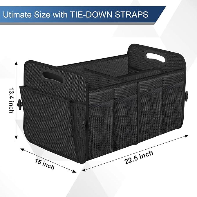 Femuar Car Trunk Organizer, Trunk Storage Organizer with 72L Large Capacity Waterproof Collapsible and 11 Pockets, Trunk Organizer for Suv/Jeep/Sedan, Large Size, Black - Image 4