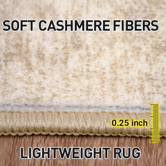 5x7 Area Rugs Washable Rug: Modern Abstract Living Room Rug Soft Anti-Skid Thin Carpet Indoor Floor Non-Shedding Carpets for Bedroom Dining Room Farmhouse Nursery Home Office - Beige - Image 7