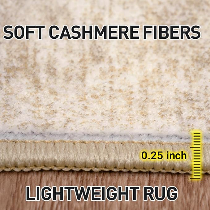 8x10 Area Rugs Washable Rug: Modern Abstract Living Room Rug Soft Anti-Skid Thin Carpet Indoor Floor Non-Shedding Carpets for Bedroom Dining Room Farmhouse Nursery Home Office Beige - Image 7