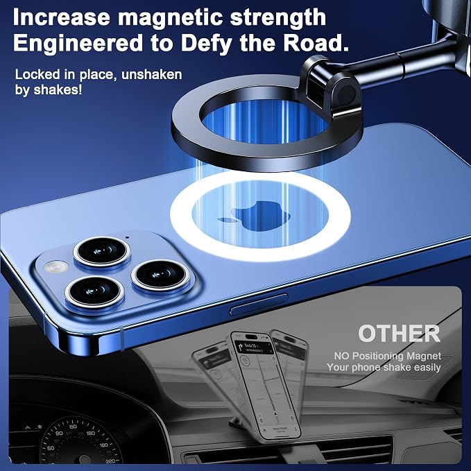 Qifutan for MagSafe Car Phone Holder Mount Phone Mount for Car Windshield Dashboard Air Vent Universal Hands Free Automobile Cell Phone Holder Fit for iPhone Smartphone Camera Mounts - Image 4