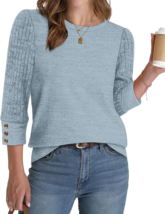 WIHOLL 3/4 Length Sleeve Womens Tops Sweaters Shirts Lightweight Spring Outfits 2026 Winter Clothing S-2XL - Image 2