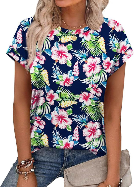 Alaroo Womens Summer Tops Short Sleeve Shirts Crew Neck Tshirt Cute Trendy Tunic Blouses (S-3XL) by Alaroo