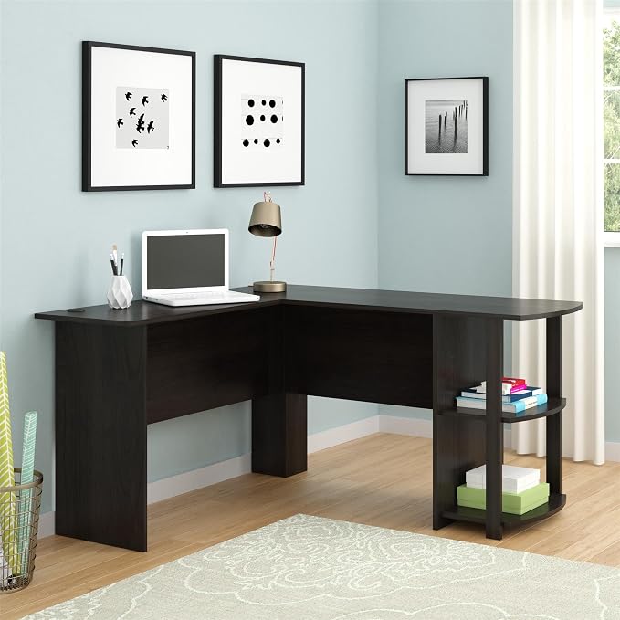 Ameriwood Home Dakota L-Desk with Bookshelves, Espresso - Image 2