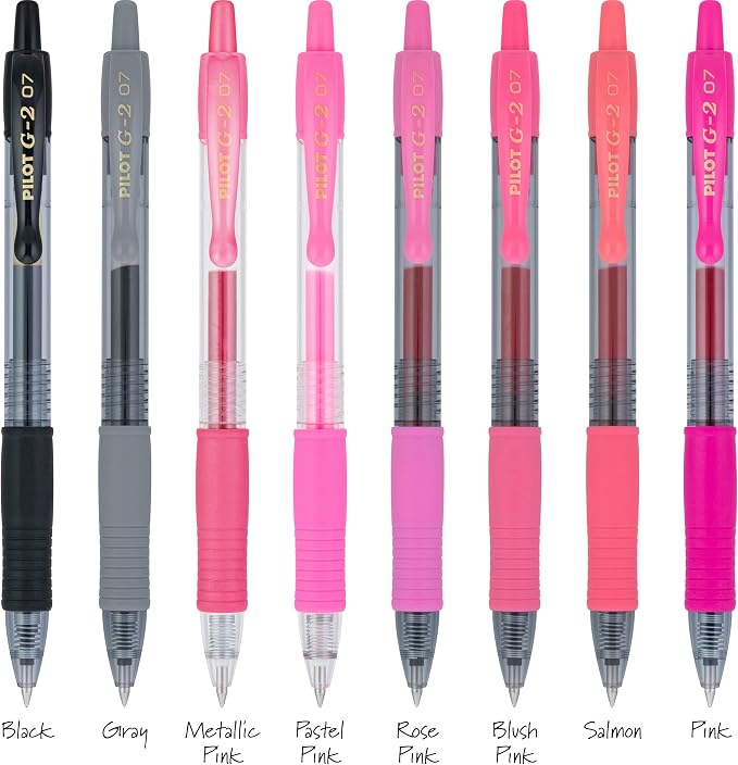 Pilot G2 Premium Gel Roller Pens, G2 Boost Pink Pens Pack, The Colors of Optimism, 8 Pack Pouch, Fine Point 0.7 mm, Assorted - Image 6