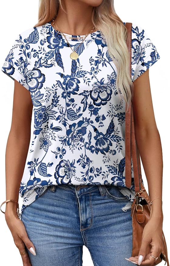 Alaroo Womens Summer Tops Short Sleeve Shirts Crew Neck Tshirt Cute Trendy Tunic Blouses (S-3XL) - Image 3