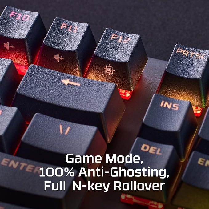 HyperX Alloy Origins PBT - Mechanical Gaming Keyboard, Keycaps, RGB Lighting, Compact, Aluminum Body, Adjustable Feet, Customizable with NGENUITY, Onboard Memory Clicky Switch, Black - Image 3
