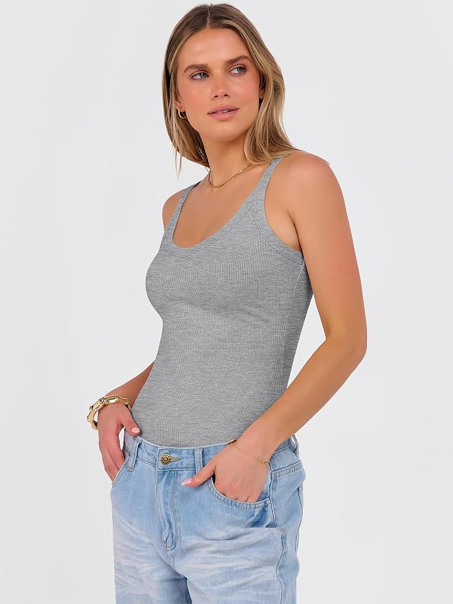 ANRABESS V Neck Tank Tops for Women Ribbed Knit Camisole 2026 Summer Casual Sleeveless Slim Fitted Basic Cami Shirts Clothes - Image 4