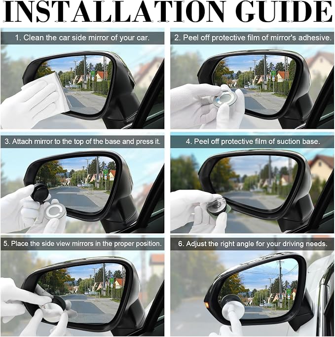 LivTee Blind Spot Car Mirror, 2" Round HD Glass Frameless Convex Side Mirror Blindspot, Reusable 360° Wide Angle Rear View Car Mirrors with Powerful Adjustable Suction Cup - Exterior Mirrors - Image 4