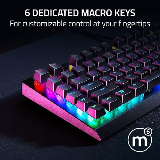 Razer BlackWidow V4 X Mechanical Gaming Keyboard, Yellow Switches, Black | Linear & Silent Switches, 6 Dedicated Macro Keys, Chroma RGB, Doubleshot ABS Keycaps, Roller & Media Controls, Snap Tap - Image 3