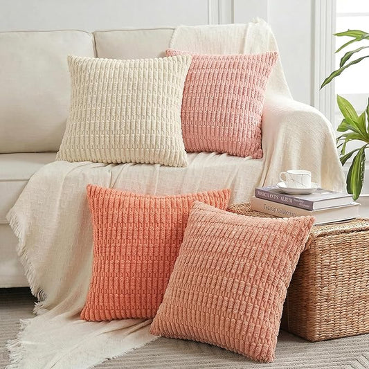 Fancy Homi 4 Packs Decorative Throw Pillow Covers for Living Room Couch Bed, Modern Farmhouse Boho Home Décor Accent Cushion Case, 26" x 26", Pink Series by Fancy+Homi