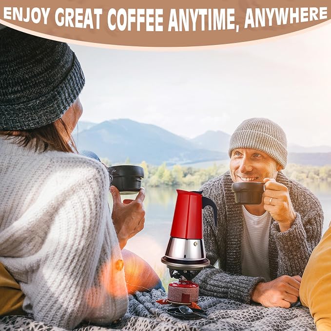 6 Cup Stainless Steel Moka Pot, 300ml Stovetop Espresso Maker, Red | 304 Stainless Steel Mocha Pot, Induction Compatible, Greca de Cafe, Cuban and Italian Coffee Maker - Image 9