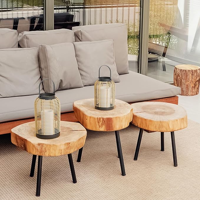 Natural Rattan Boho Lanterns - Handcrafted Chic Decor to Enhance Your Home - Modern Farmhouse Beauty Perfect for Any Living Room, Patio & Porch, Indoor and Outdoor Coffee Table or Kitchen Dining Table - Image 6
