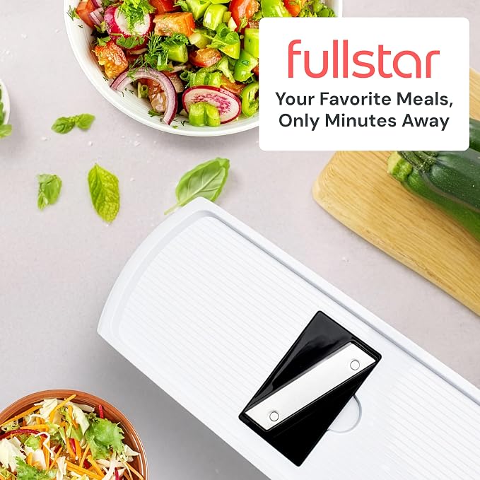 Fullstar Pro Original Vegetable Chopper & Mandoline Slicer Kitchen Gadget | 6 in 1 Veggie Slicer, Onion & Fruit Cutter with Sharp Stainless Steel Blades & Container, All-in-One Meal Prep Tool (White) - Image 9