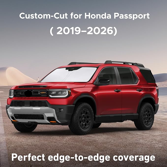EcoNour Windshield Sunshade Compatible for Honda Passport 2019-2024 2025 2026, Sun Visor for Front Windshield & Window Sun Shade Cover, UV Heat Blocker & Protector, Car Accessories - Image 2