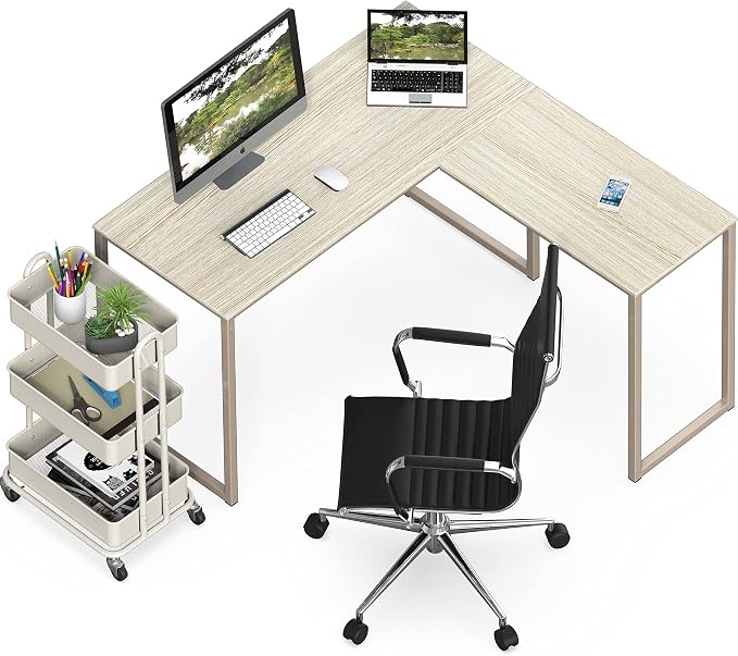 SHW Mission 48 x 48 L-Shape Home Office Computer Desk, Maple | Reversible Desktop Design - Image 7