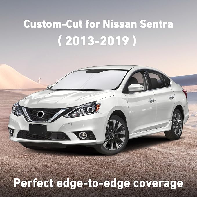 EcoNour Windshield Sunshade Compatible for Nissan Sentra 2013-2017 2018 2019, Sun Visor for Front Windshield & Window Sun Shade Cover, UV Heat Blocker & Protector, Car Accessories - Image 2