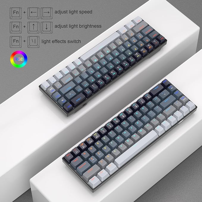 MageGee Portable 60% Mechanical Gaming Keyboard, RGB Backlit Compact 68 Keys Mini Wired Office Keyboard with Red Switches for Laptop PC Mac - Gradient Black - Image 4
