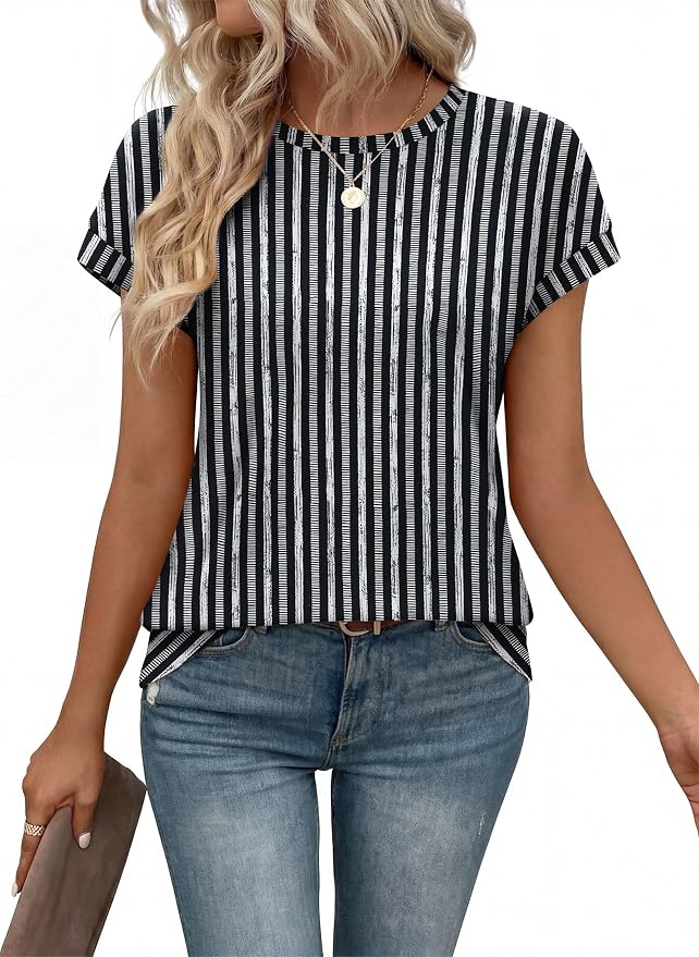 Alaroo Womens Summer Tops Short Sleeve Shirts Crew Neck Tshirt Cute Trendy Tunic Blouses (S-3XL) - Image 2