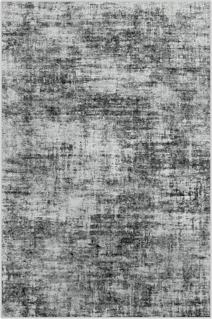 6x9 Area Rugs Washable Rug: Large Modern Abstract Living Room Rug Soft Anti-Skid Thin Carpet Indoor Floor Non-Shedding Carpets for Bedroom Dining Room Farmhouse Nursery Home Office Black - Image 2