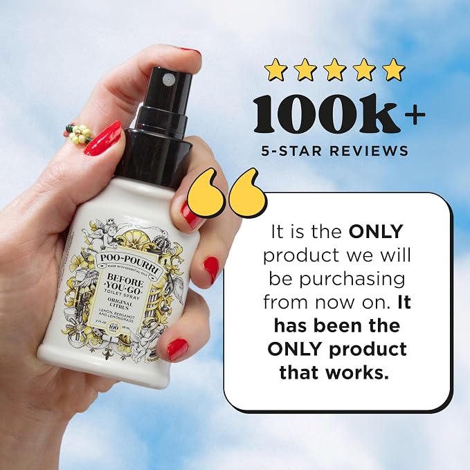 Poo-Pourri Before-You-Go Toilet Spray, Original Citrus, 2 Fl Oz, 2 Pack, Up to 100 Uses, Bathroom Odor Deodorizer with Essential Oils, Travel Essentials, TSA Approved Size, Lemon Bergamot - Image 4