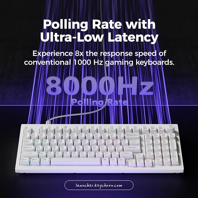 Keychron V5 Ultra 96% Wireless Mechanical Keyboard with 8000Hz Polling Rate & NKRO, Hot-Swappable RGB, Red Switches, 97 Keys, 2.4GHz/Bluetooth/Wired, OSA PBT Keycaps, for Mac/Win/Linux - White - Image 5