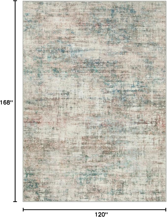 10x14 Area Rugs Washable Rug: Modern Abstract Living Room Rug Soft Anti-Skid Thin Carpet Indoor Floor Non-Shedding Carpets for Bedroom Dining Room Farmhouse Nursery Home Office Multi Color - Image 2
