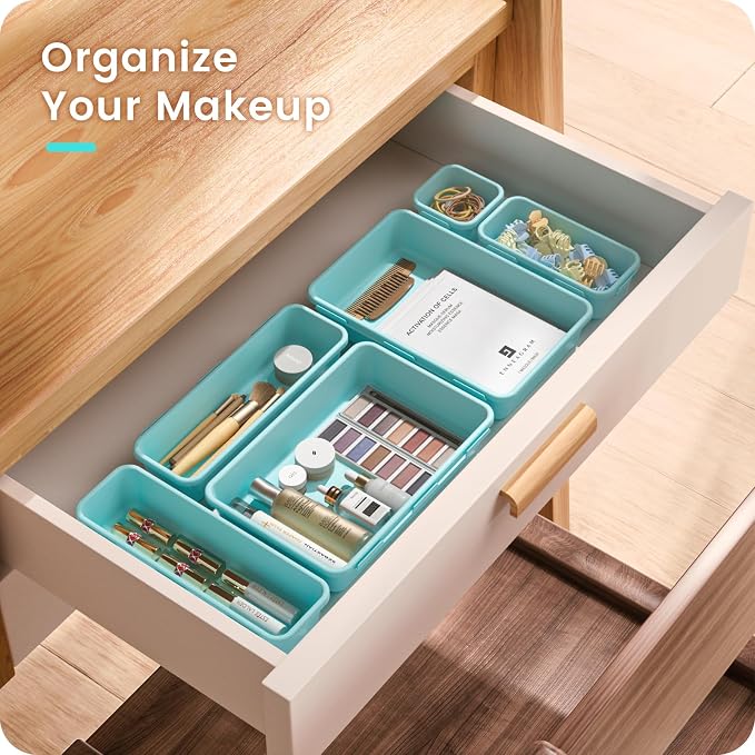 【Military Grade】A-LuGei Drawer Organizer,【】Makeup organizer,【Holds 177 Items】Bathroom Organizers and Storage,Organization and Storage,Desk Drawer Organizer for Vanity【Blue】 - Image 3