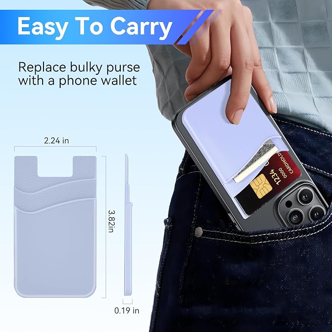SHANSHUI Phone Wallet, 3 Pack Strong Adhesive Silicone Wallet Sleeve Pocket ID Credit Card Holder Stick on Fit for iPhone & All Smartphones - Image 4