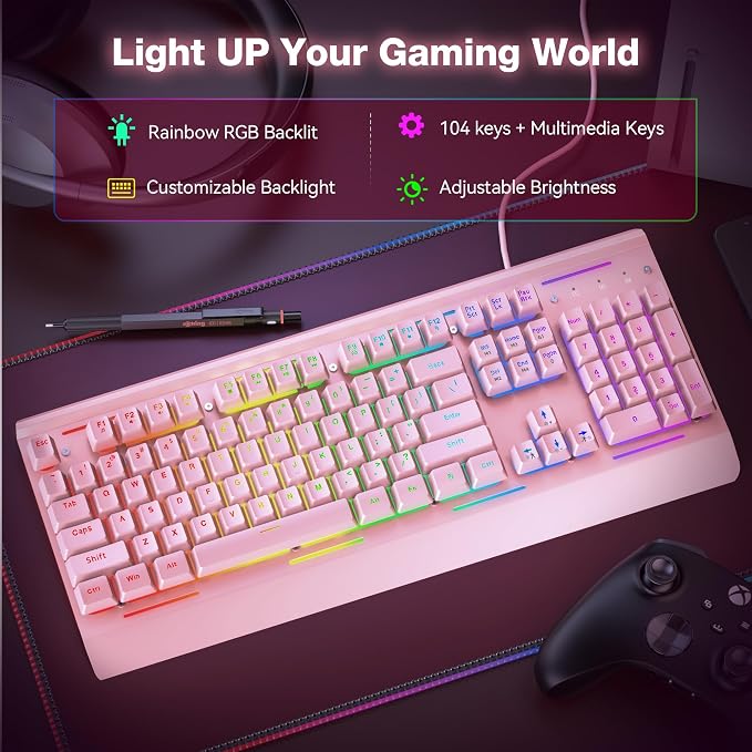 TECKNET Wired Gaming Keyboard, RGB Backlit Keyboard with Metal Panel Design | 15-Zone RGB Illumination, Whisper Quiet Design, IP32 Water Resistance, 25 Anti-ghosting Keys, Ergonomic Design - Image 3