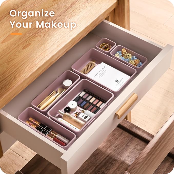 【Military Grade】A-LuGei Drawer Organizer,【】Makeup organizer,【Holds 177 Items】Bathroom Organizers and Storage,Organization and Storage,Desk Drawer Organizer for Vanity【Lilac】 - Image 3