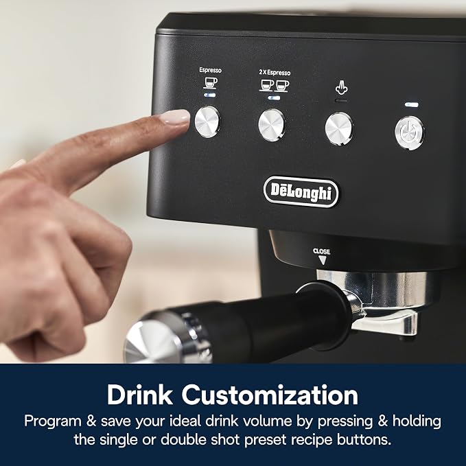 De’Longhi Classic Matte Black Espresso Machine, Easy-to-Use Milk Frother | #1 Worldwide Espresso Machine Maker, Rapid Heat-Up, Preset Single & Double Espresso, Frother, Compact Design - Image 6