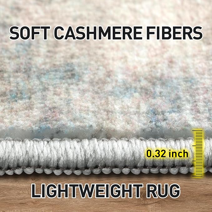 9x12 Area Rugs Washable Rug: Modern Abstract Living Room Rug Soft Anti-Skid Thin Carpet Indoor Floor Non-Shedding Carpets for Bedroom Dining Room Farmhouse Nursery Home Office Multi Color - Image 6