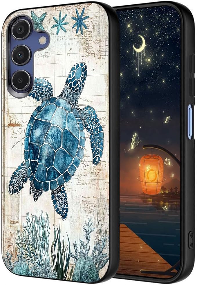 Designed for Galaxy A17 5G Phone Case,Slim Silicone Shockproof Protective Case for Galaxy A17 5G 6.7 inch,Sea Turtle Illustration by Unknown