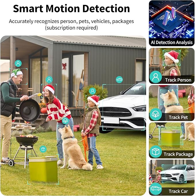 Security Cameras Wireless Outdoor,2K Indoor WiFi Wireless Cameras,Outside Battery Powered Camera for Home Security,AI Motion Detection,Color Night Vision,Spotlight,Siren Alarm,SD/Cloud Storage,2 Pack - Image 8