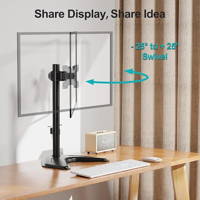 MOUNT PRO Single Monitor Stands Fits 13-32 inch/17.6 lbs Screen, Free-Standing Computer Monitor Mount for Desk, Display Standing with Adjustable Height/Tilt/Swivel/Rotation, VESA 75x75 100x100 - Image 5