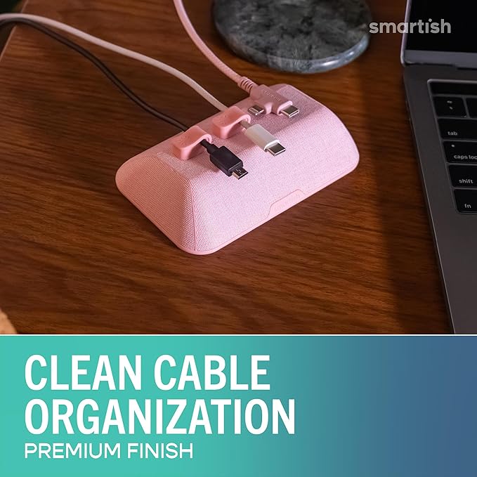 Smartish® Magnetic Cord Holder - Bigger Cable Wrangler Organizer with Magnet Clips for Charger Management on Desktop, Nightstand - Holds 6+ Cables - I'm Blushing - Image 2