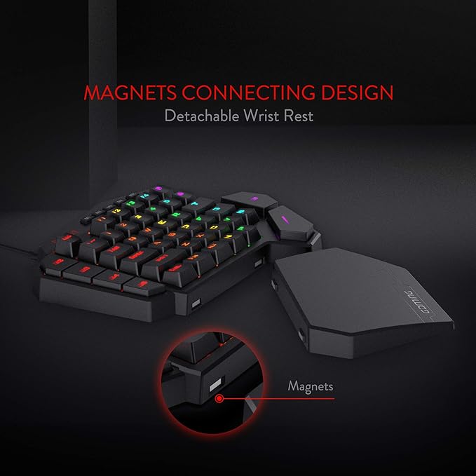 Redragon K585 Wired One-Handed RGB Gaming Keypad, Tactical 42-Key Layout | On Board 28 Combo Slots 4 Profiles Keyboard, USB Pass-Through Port, 16.8M Colors, Swap-Ready Socket, Detachable Wrist Rest - Image 5