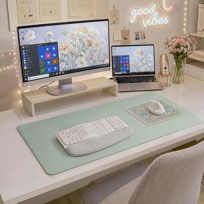 iCasso Aesthetic Small Mouse Pad, 9.5x7.9in,Home Office, Green Floral | Mini Portable Travel Mousepad, Anti-Slip and Comfortable Cloth Mouse Mat with Stitched Edges for Computer, Home - Image 9