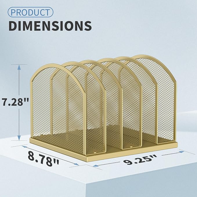 Gawerk 5-Section Vertical Desktop Organizer, 5-Section Mesh File Folder Stand Sorter for Office Home Classroom Organization - Image 2