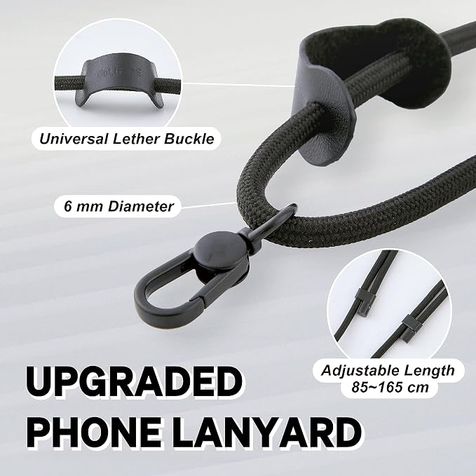 Universal Phone Lanyard, Anti-Theft Crossbody Strap for iPhone 17 Pro Max and Most Smartphones, Adjustable Cell Phone Neck Holder w/ 2 Non-Adhesive Tether Tabs for Men and Women, Grey/Silver - Image 2