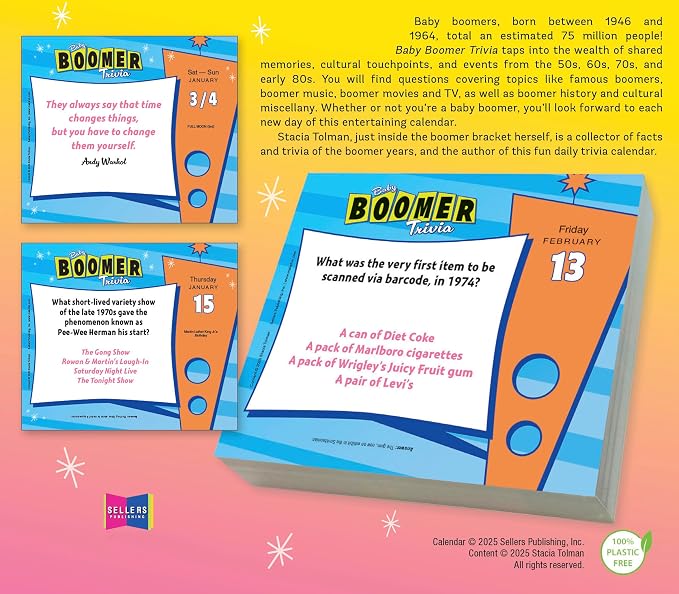 Baby Boomer Trivia 2026 Daily Desk Calendar: Boxed Page-a-Day Fun Facts & Quiz Calendar with Day-to-Day Nostalgic Questions, Pop Culture & Throwback Challenges - Image 3