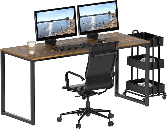 SHW Mission 55-Inch Home Office Computer Desk, Walnut - Image 6