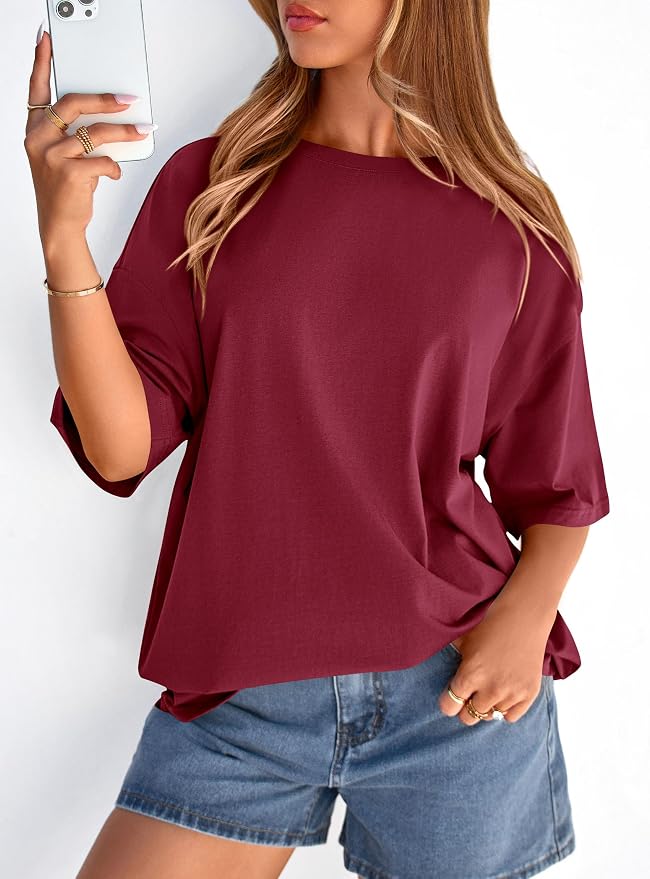 PRETTYGARDEN Womens 2026 Spring Going Out Tops Casual Short Sleeve Crewneck Loose Fit Basic Oversized T Shirts Summer Outfits - Image 3