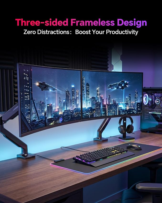 KTC 32 Inch 240Hz Curved Gaming Monitor, 2K 1440P PC Computer Monitor 1000R, 1ms (MPRT), 4000:1 Contrast, 122%sRGB, Adaptive Sync, HDMI Display Port, Tiltable, VESA Mount, H32S25E - Image 8