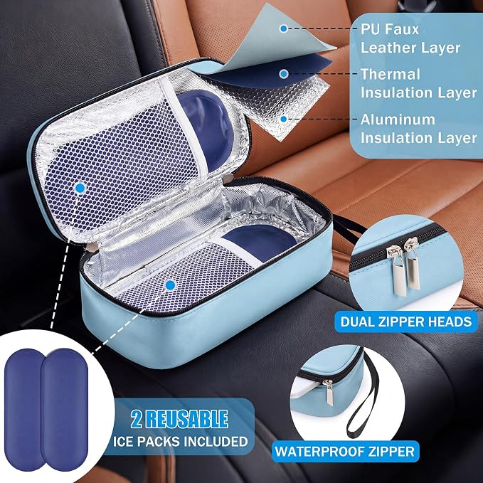 Phone Cooler Bag for Beach, Portable Phone Cooling Pouch with 2 Reusable Ice Packs, Keeps Cool in Extreme Heat for Car Pool Hiking, Extends Battery Life, Fits All Smartphones(Blue,PU) - Image 3